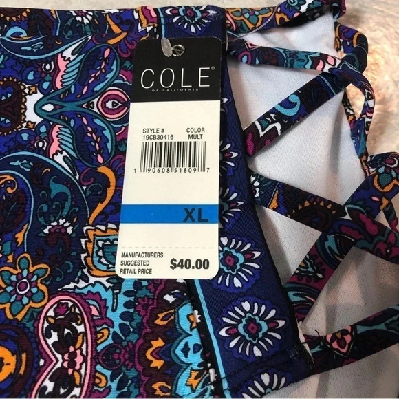 Cole of California- Bikini Bottom with Cutout Sides- Paisley Print - Picture 5 of 6